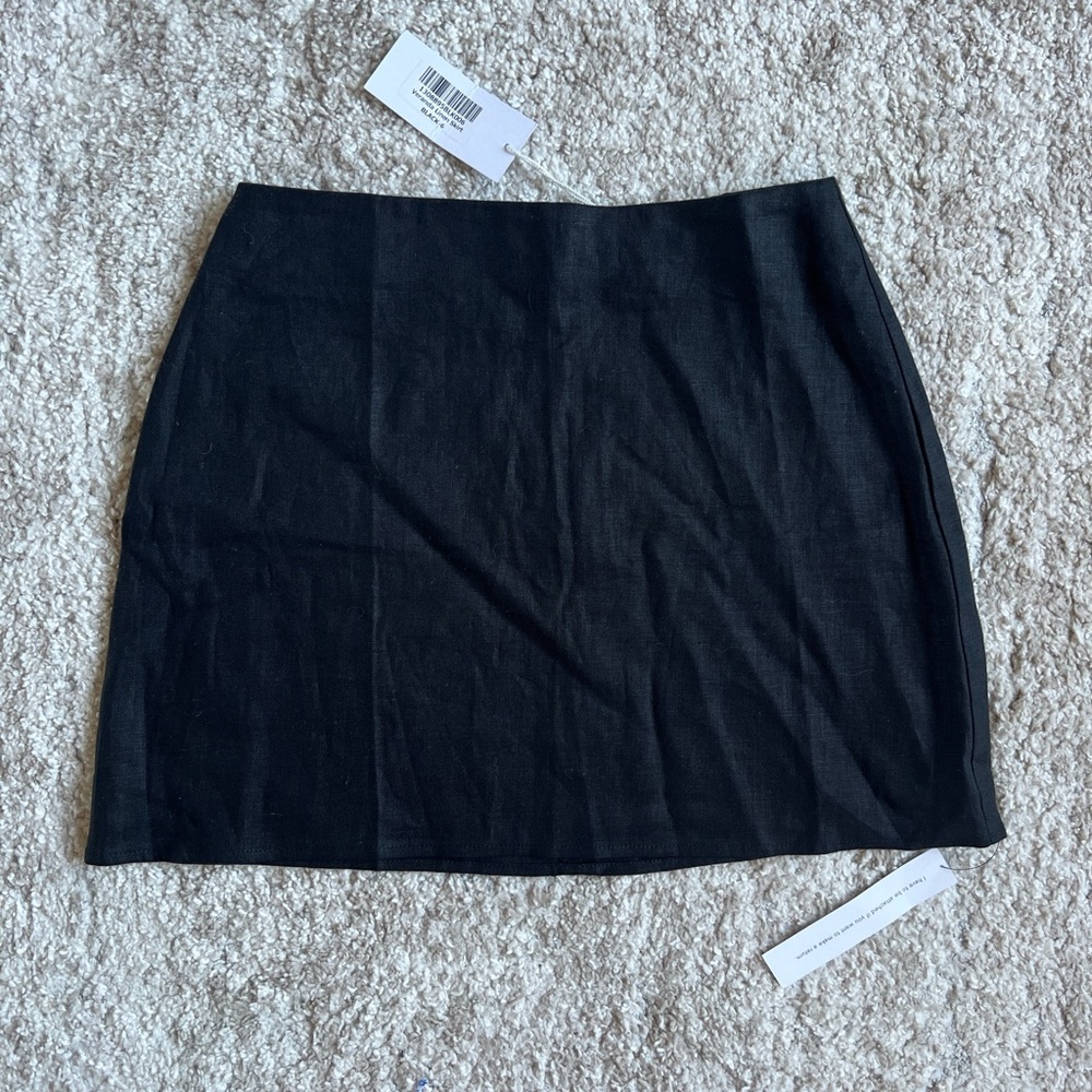 Reformation Veranda Black Linen Mini Skirt Size 6 NWT